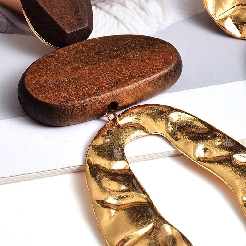 New Arrival Irregularly shaped wooden earring