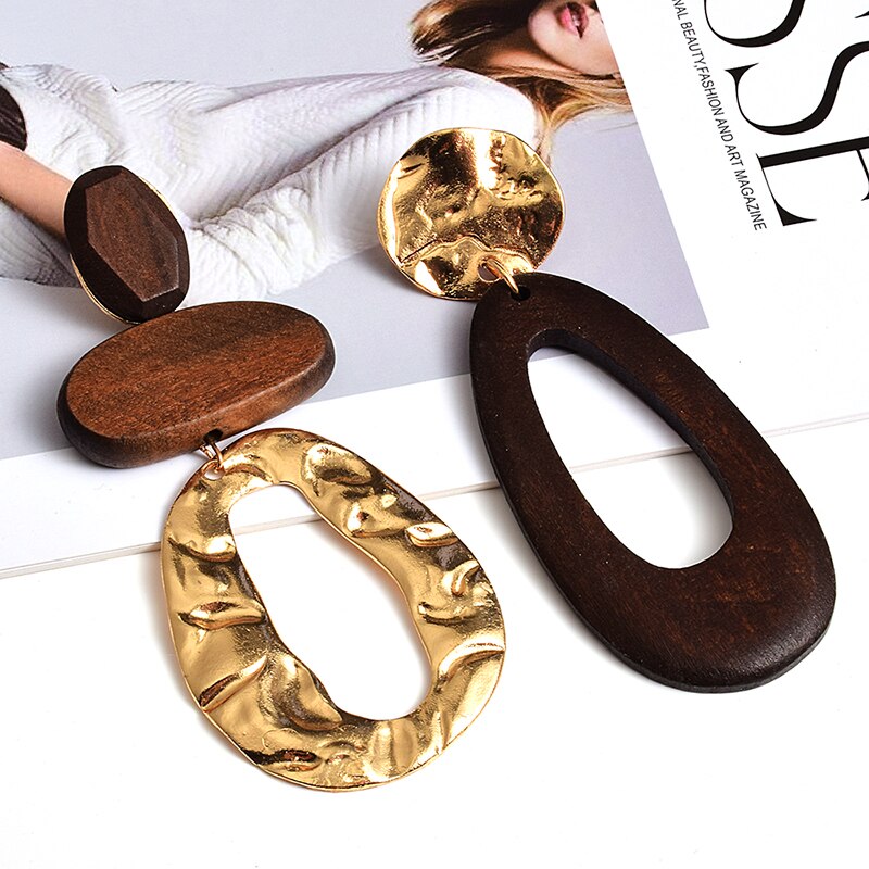 New Arrival Irregularly shaped wooden earring