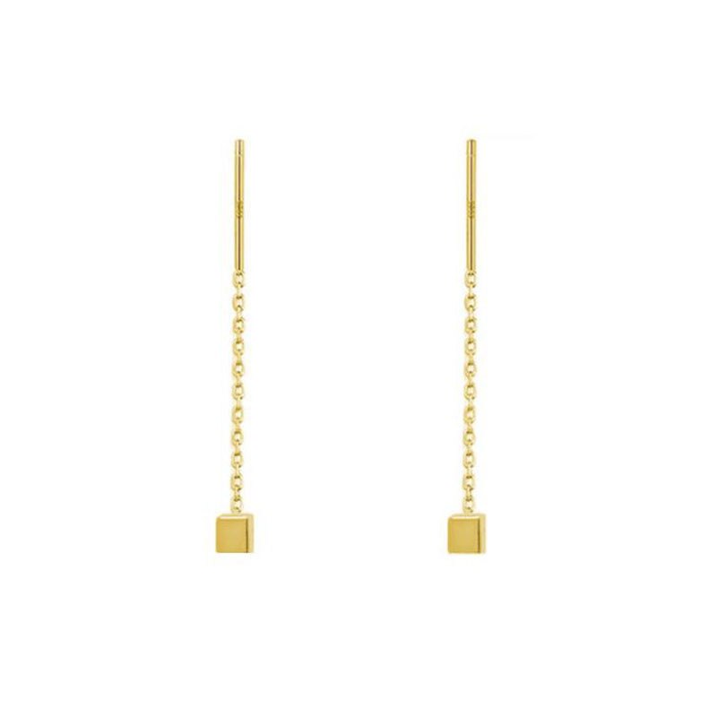 Geometric block Long Tassel Bar Drop Earrings