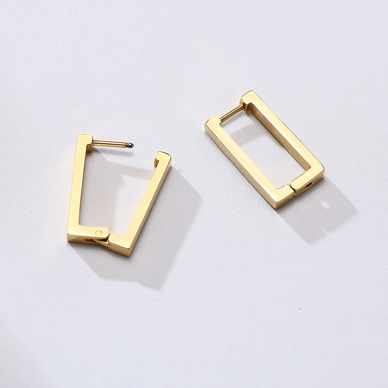 Square Geometric Rectangle Hoop Earrings