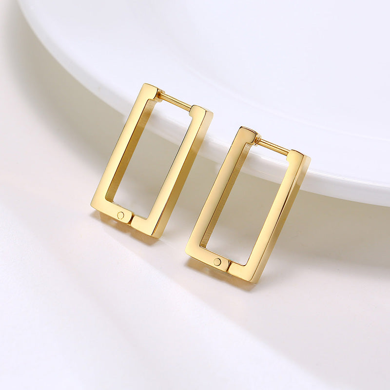 Square Geometric Rectangle Hoop Earrings
