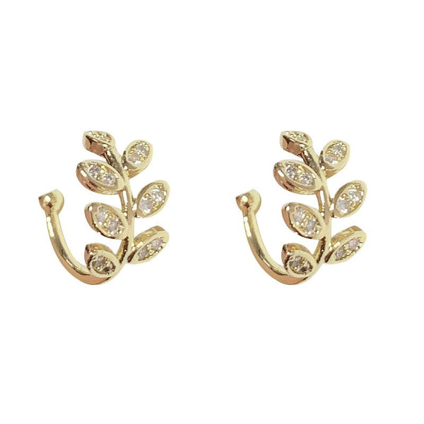 Pendientes de clip de moda con cristales y forma de oreja, sin perforar, aro para la nariz