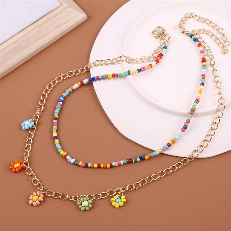 Bohemian Multicolor Beaded Necklaces