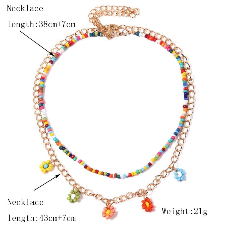 Bohemian Multicolor Beaded Necklaces