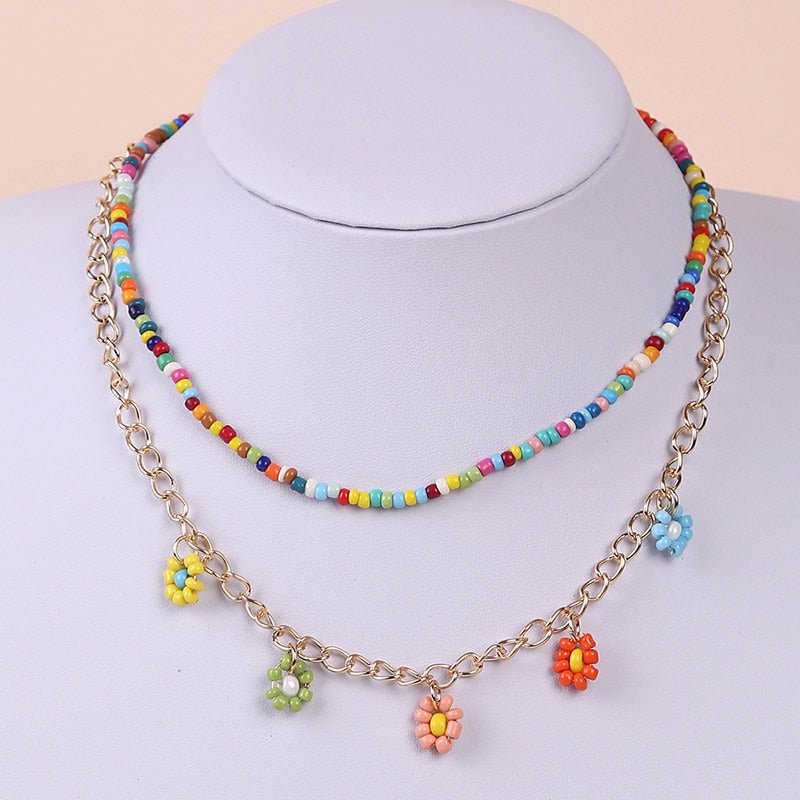 Bohemian Multicolor Beaded Necklaces