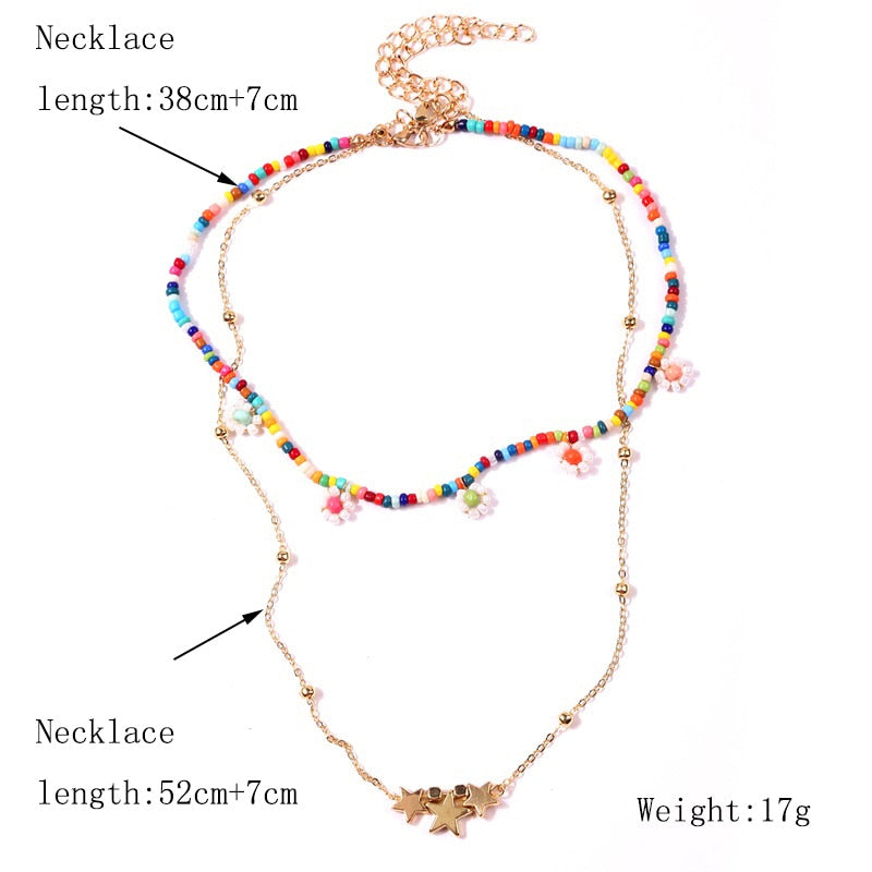 Bohemian Multicolor Beaded Necklaces