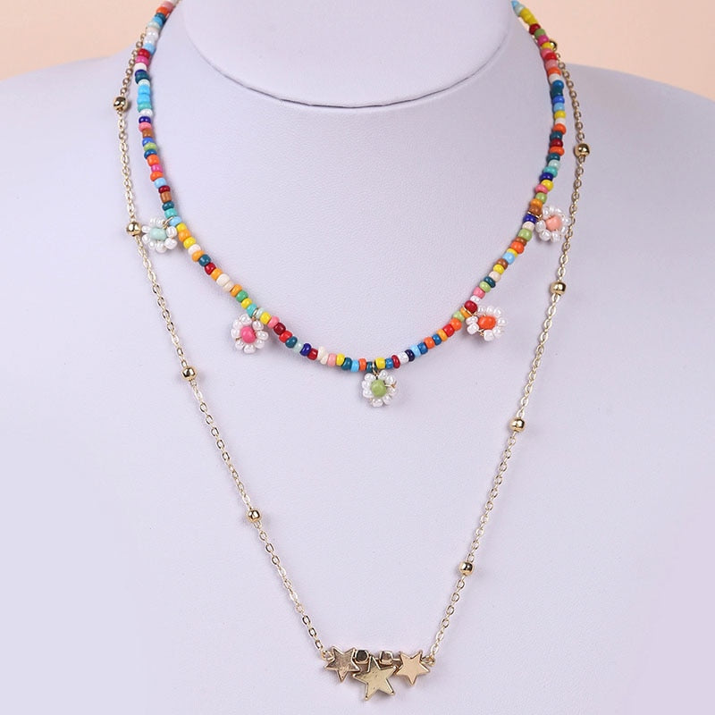 Bohemian Multicolor Beaded Necklaces