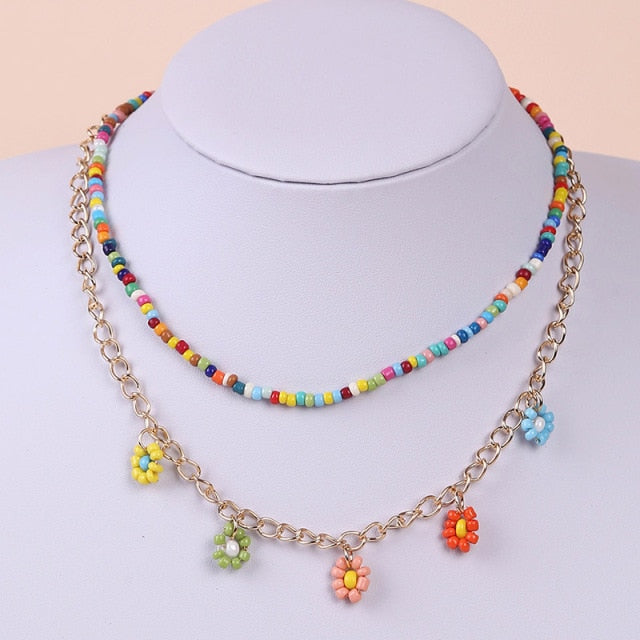 Bohemian Multicolor Beaded Necklaces