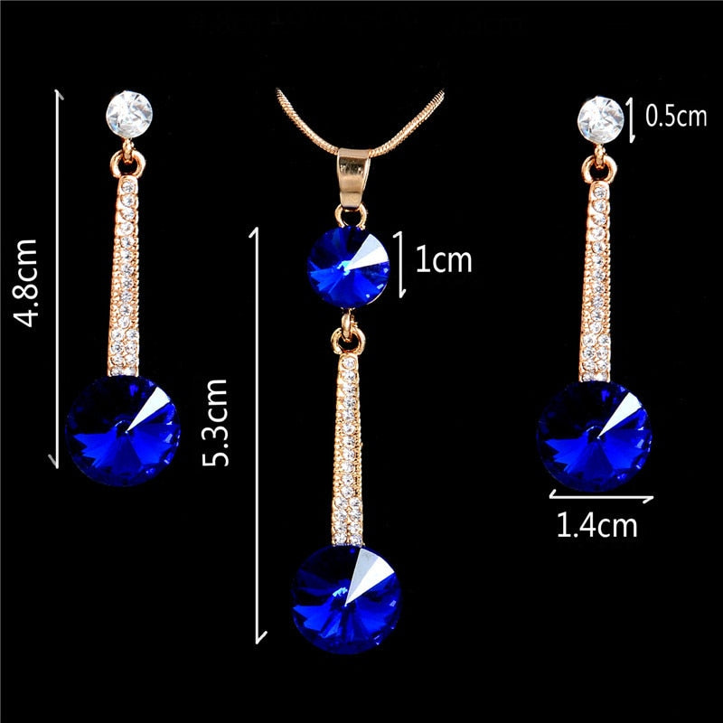 Natural Stone Cubic Zirconia Crystal  Bridal Jewelry Sets