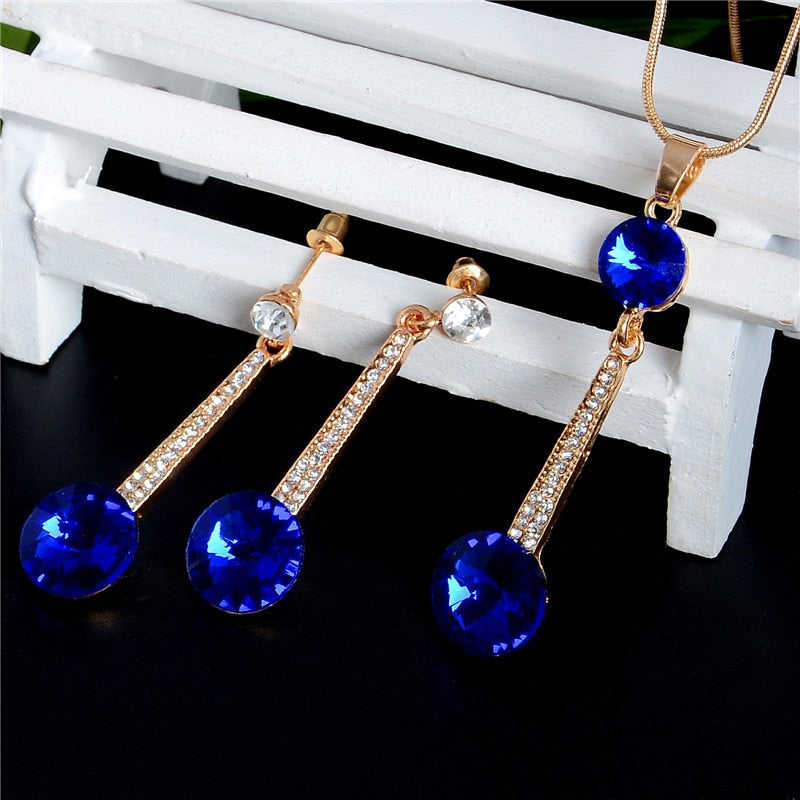 Natural Stone Cubic Zirconia Crystal  Bridal Jewelry Sets