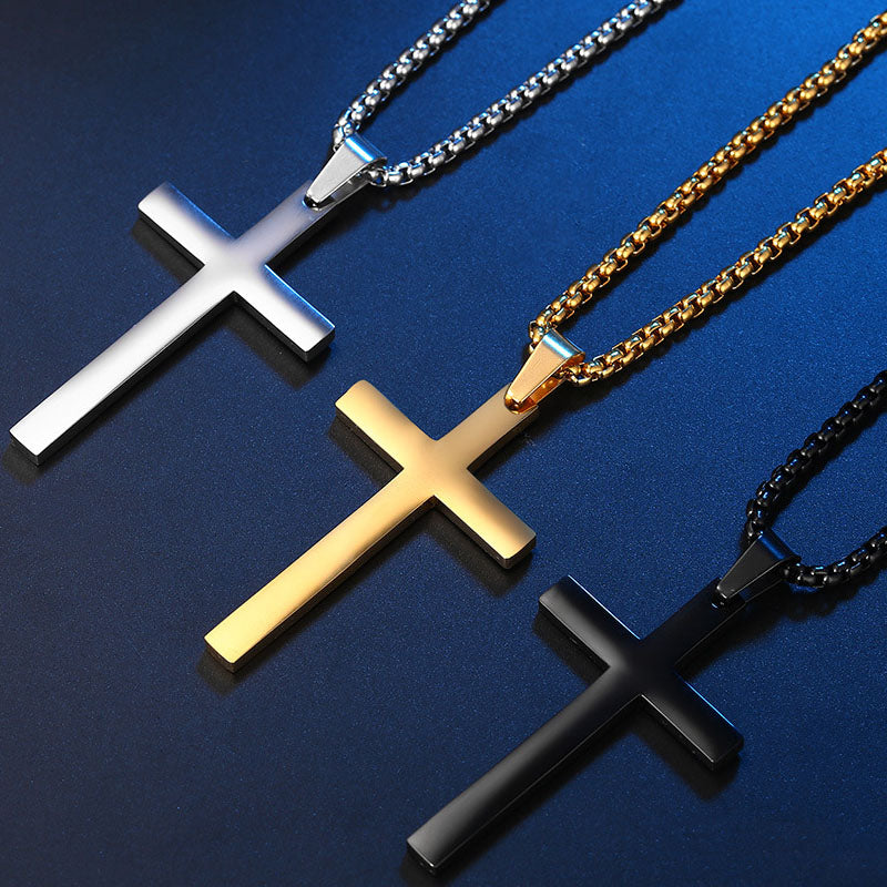 Stainless Steel Gold Necklace Cross Pendant
