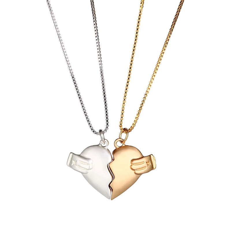 Magnetic  Astronaut Lovers Heart Pendant