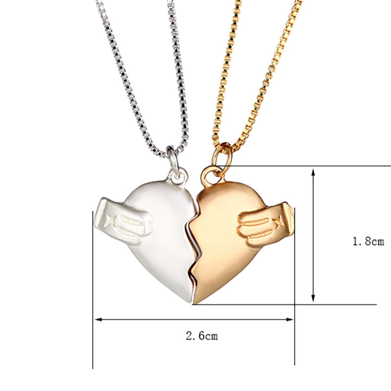 Magnetic  Astronaut Lovers Heart Pendant