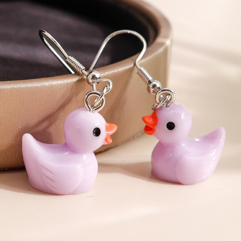3D Cartoon Yellow Duck Earrings