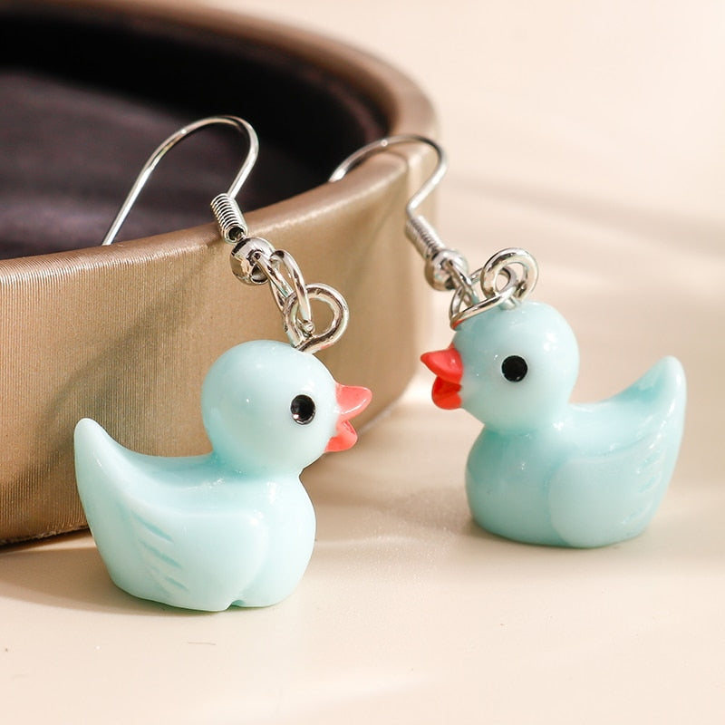 3D Cartoon Yellow Duck Earrings
