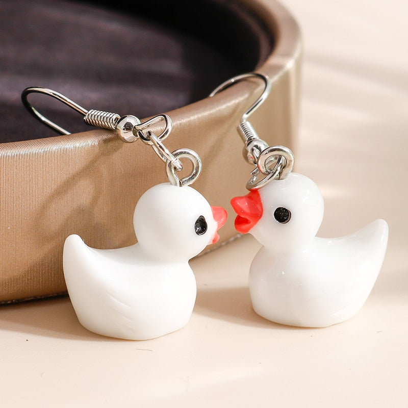 3D Cartoon Yellow Duck Earrings