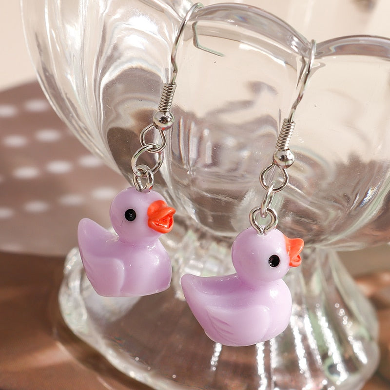 3D Cartoon Yellow Duck Earrings