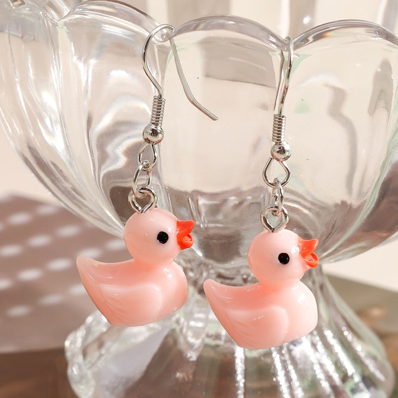 3D Cartoon Yellow Duck Earrings