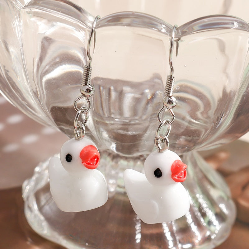 3D Cartoon Yellow Duck Earrings