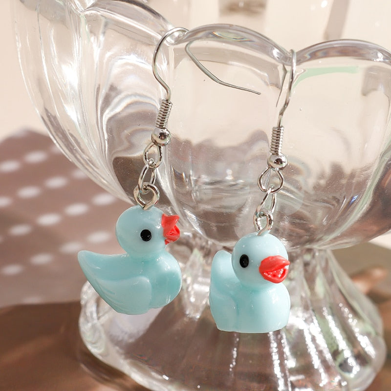 3D Cartoon Yellow Duck Earrings
