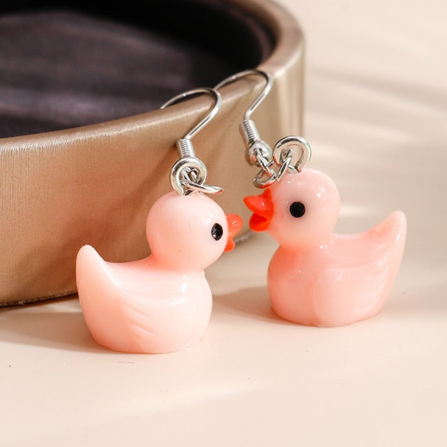 3D Cartoon Yellow Duck Earrings