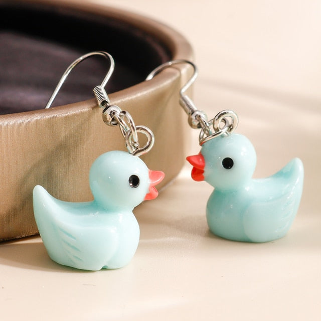 3D Cartoon Yellow Duck Earrings