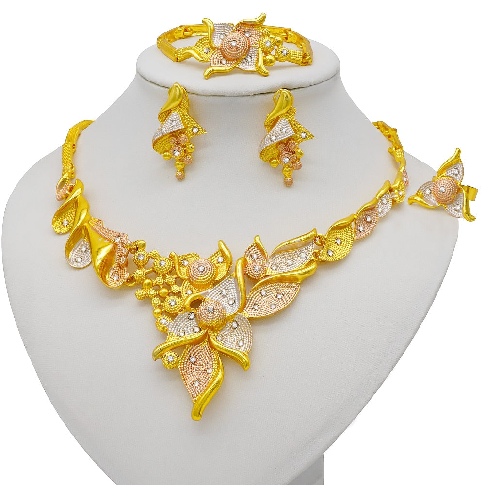 African Bridal  Necklace Bracelet earrings ring set