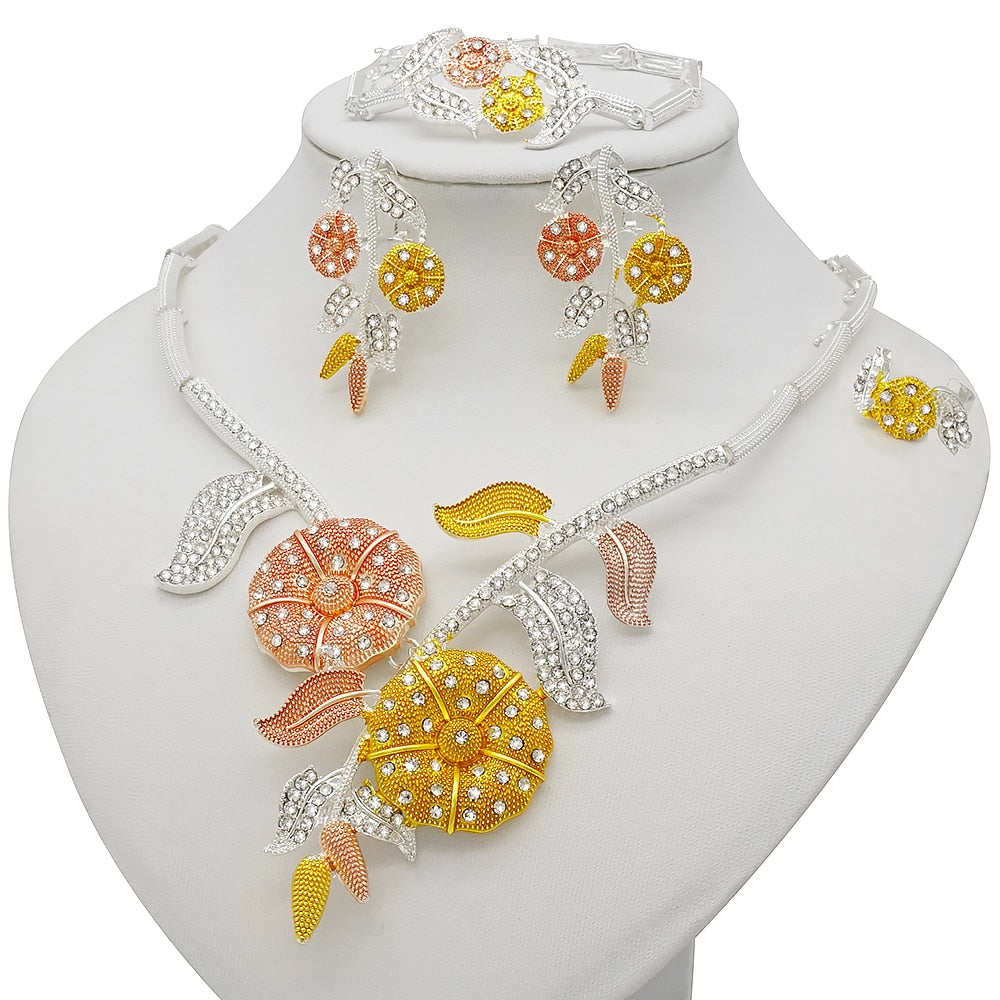 African Bridal  Necklace Bracelet earrings ring set