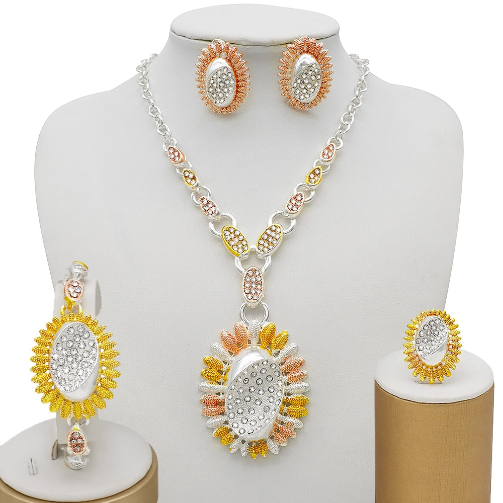 African Bridal  Necklace Bracelet earrings ring set