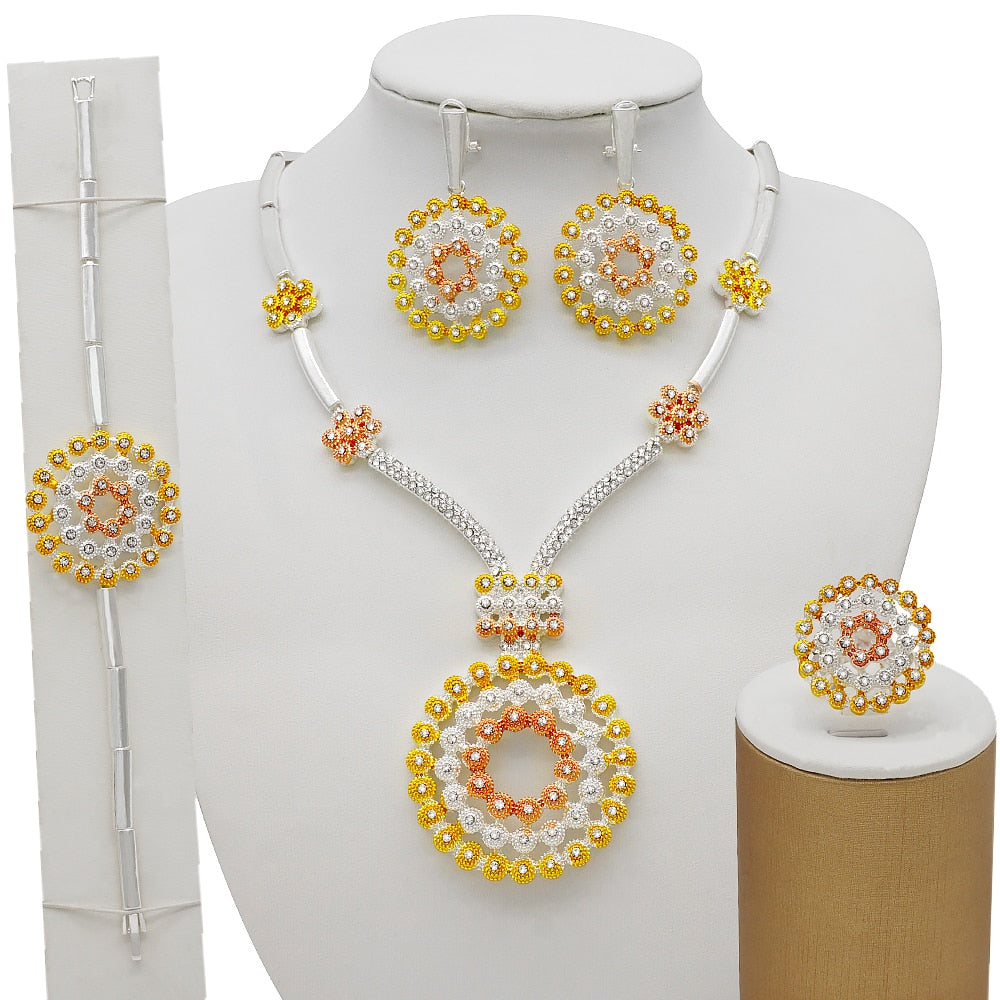 African Bridal  Necklace Bracelet earrings ring set