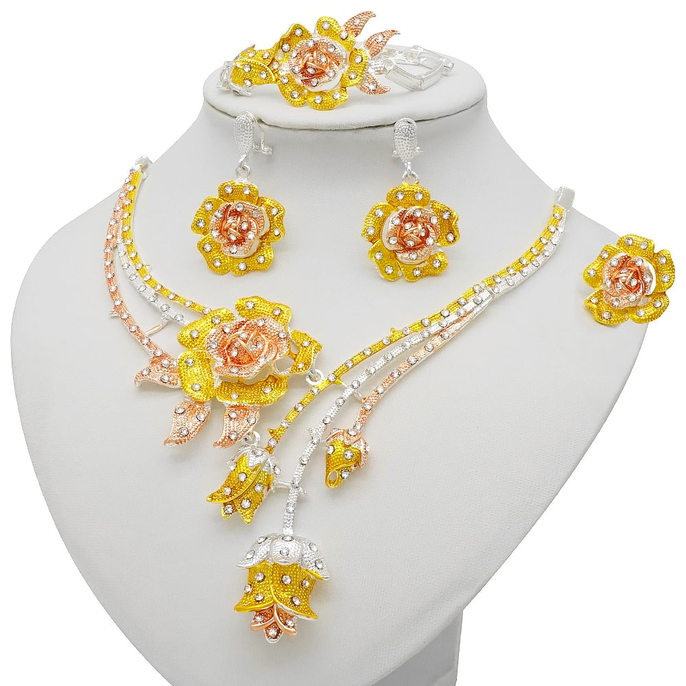 African Bridal  Necklace Bracelet earrings ring set