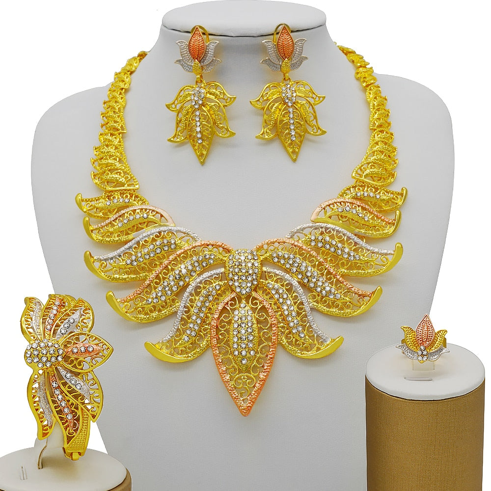 African Bridal  Necklace Bracelet earrings ring set