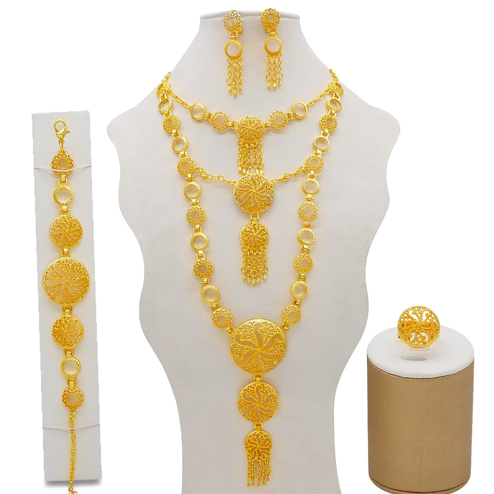 African Bridal  Necklace Bracelet earrings ring set