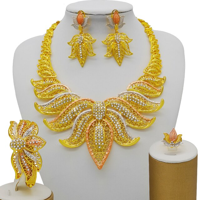 African Bridal  Necklace Bracelet earrings ring set