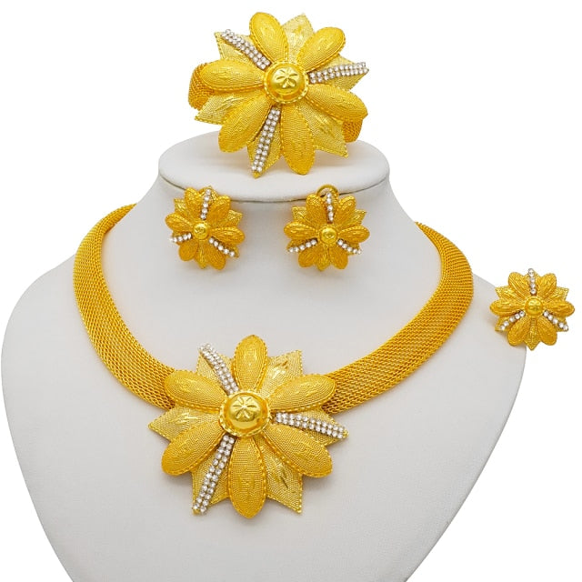 African Bridal  Necklace Bracelet earrings ring set