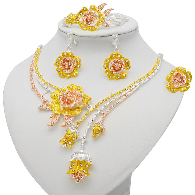 African Bridal  Necklace Bracelet earrings ring set