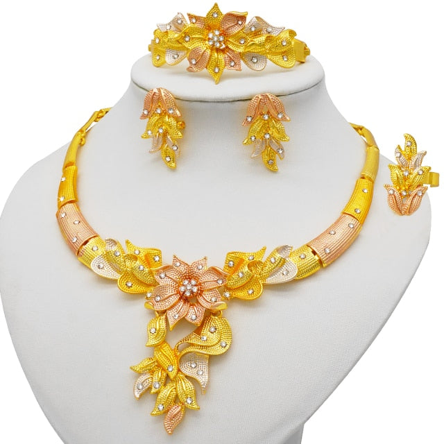 African Bridal  Necklace Bracelet earrings ring set