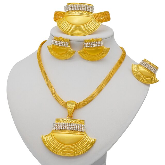 African Bridal  Necklace Bracelet earrings ring set