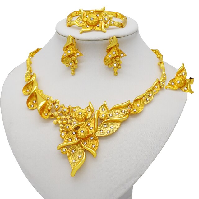 African Bridal  Necklace Bracelet earrings ring set