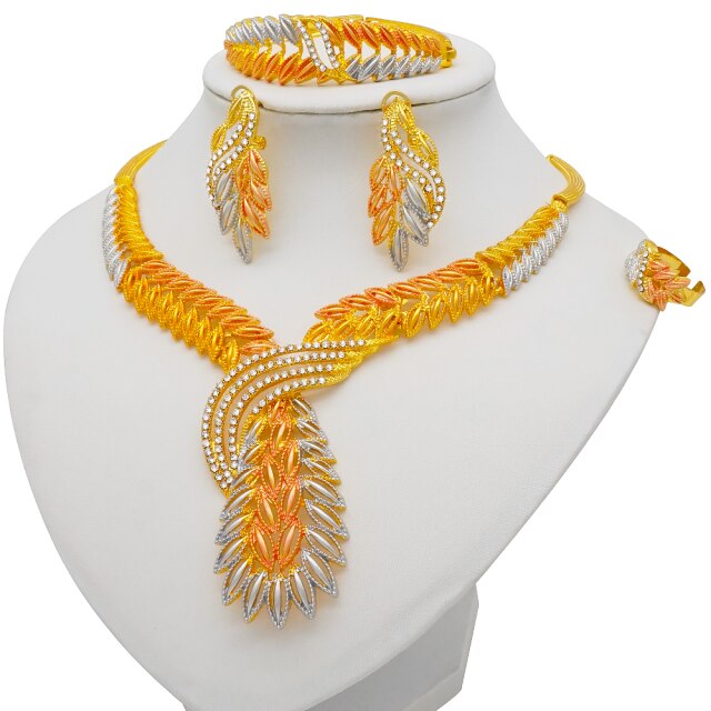 African Bridal  Necklace Bracelet earrings ring set