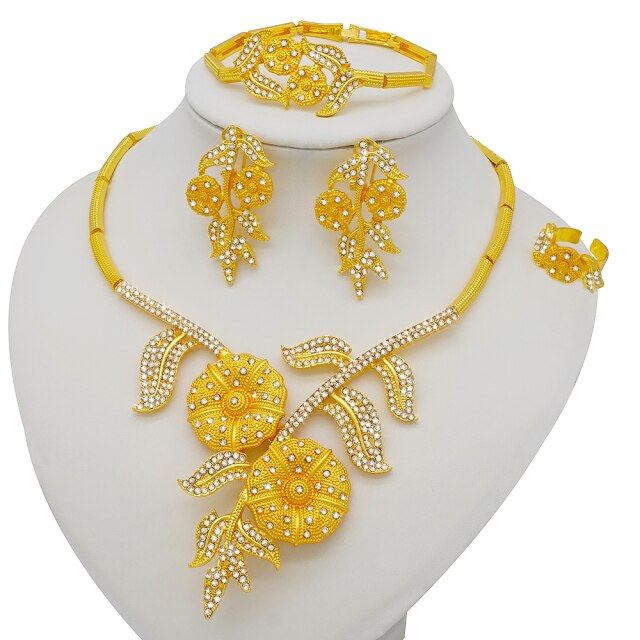 African Bridal  Necklace Bracelet earrings ring set