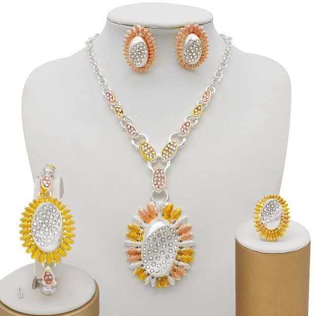 African Bridal  Necklace Bracelet earrings ring set