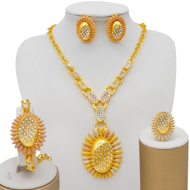 African Bridal  Necklace Bracelet earrings ring set