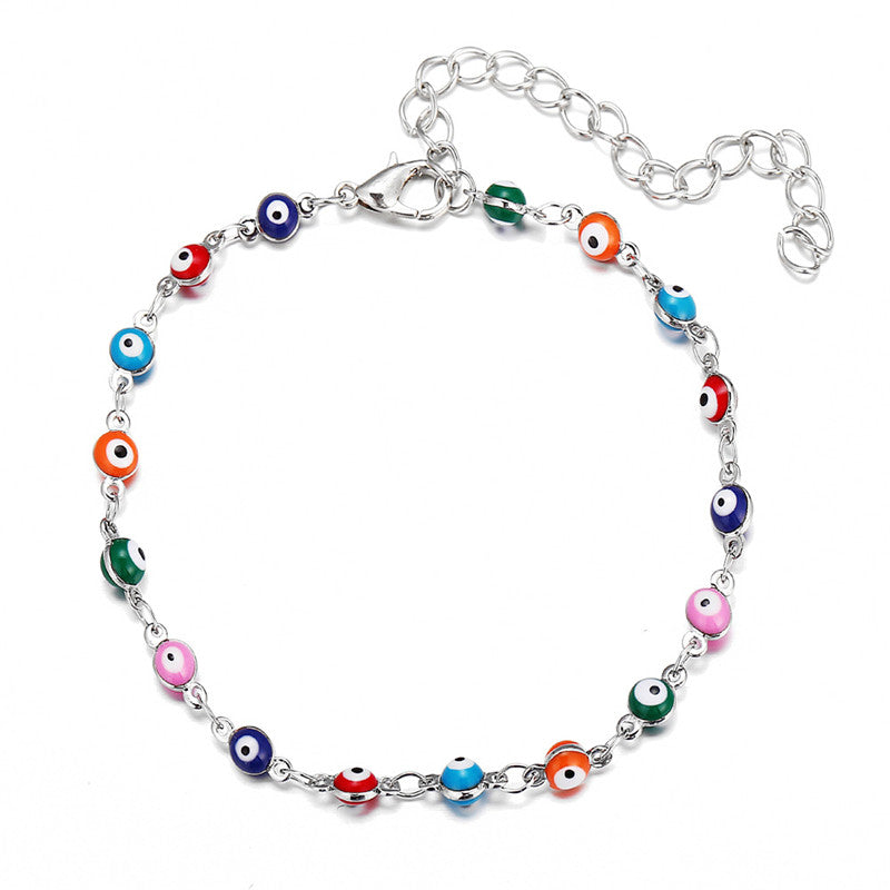 Colourful Evil Eye Beads Ankle Bracelet For Women