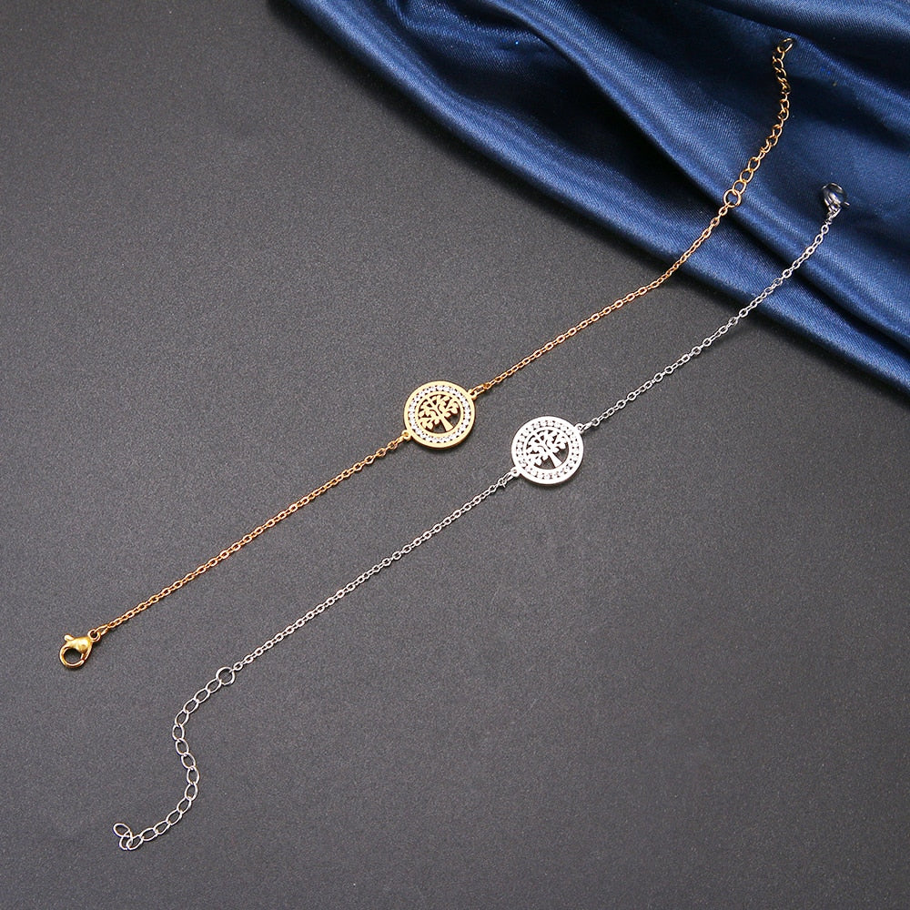 Life Tree Round Bracelets Gold Color Engagement Gifts Jewelry