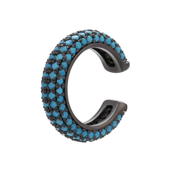 Pendiente de clip con forma de C/estrella y cristal CZ, sin perforaciones