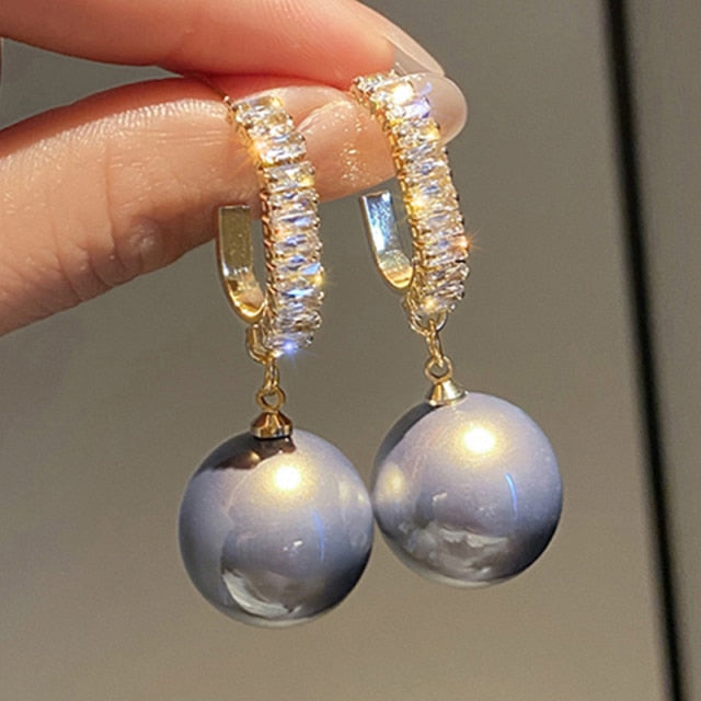 Women Trendy Crystal Love Heart  Korean Earring