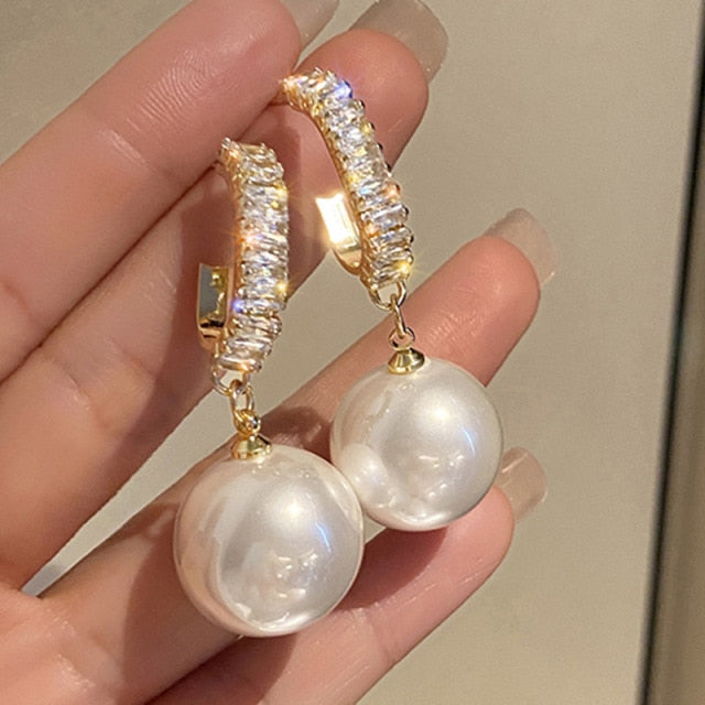 Women Trendy Crystal Love Heart  Korean Earring