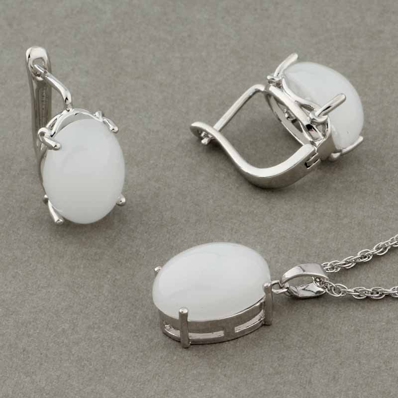 Rose Gold Color Pendant Necklace and Earrings Fashion Jewelry Sets