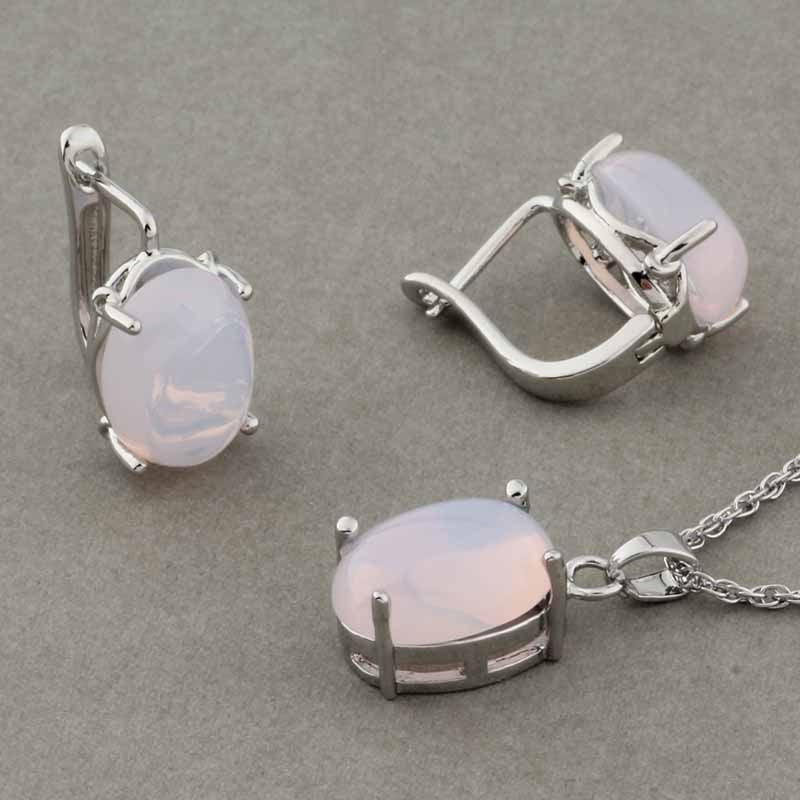 Rose Gold Color Pendant Necklace and Earrings Fashion Jewelry Sets